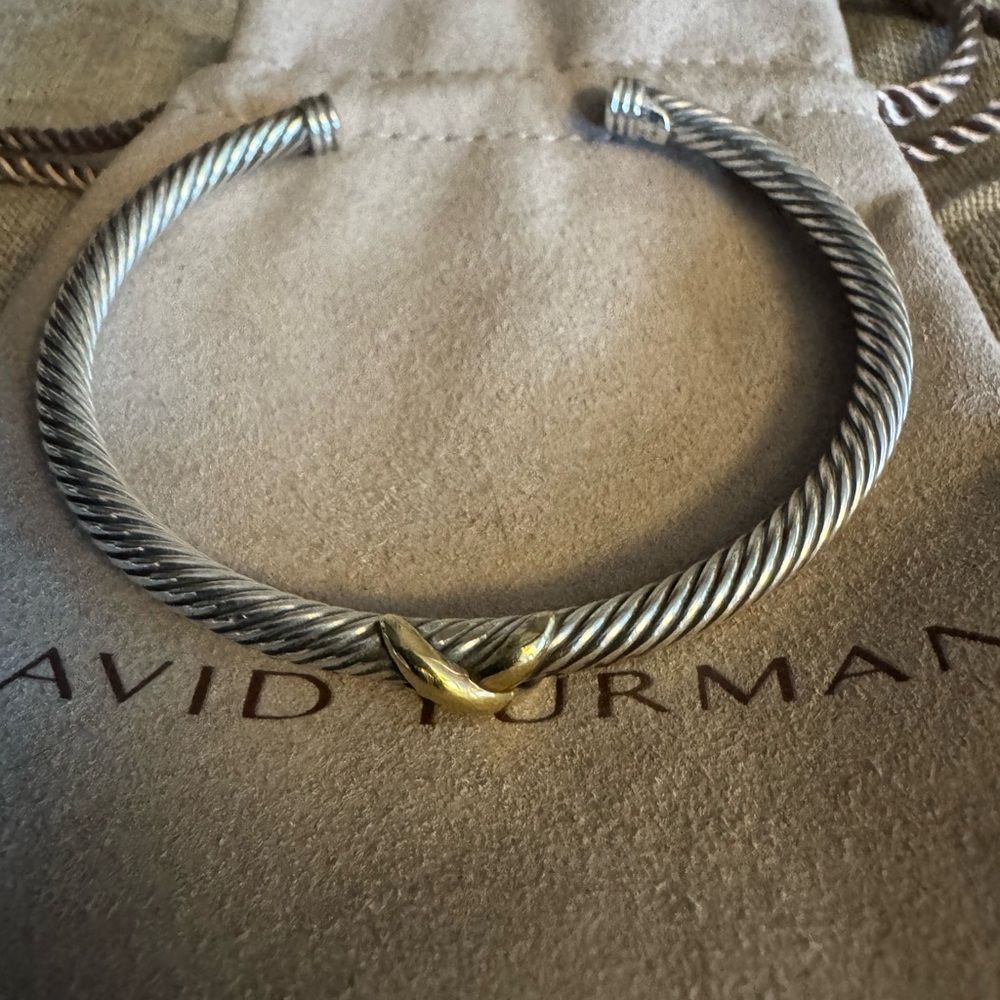 David Yurman Silver and Gold Cable Bracelet